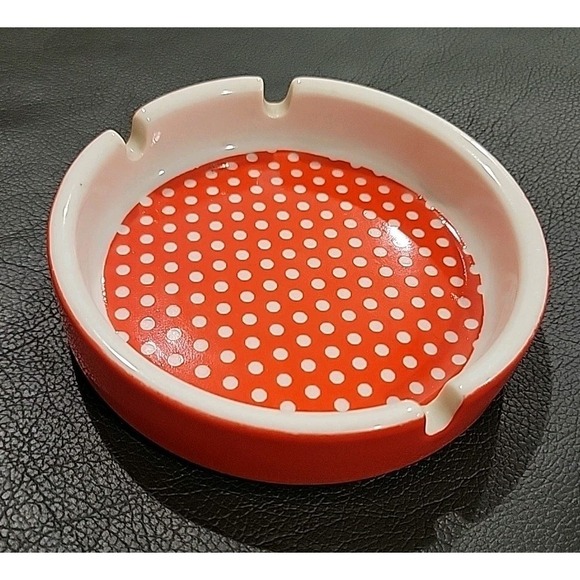 Fitz&Floyd Other - Vintage Fitz & Floyd Red & White Polka Dotted Ceramic Ashtray 4.5"